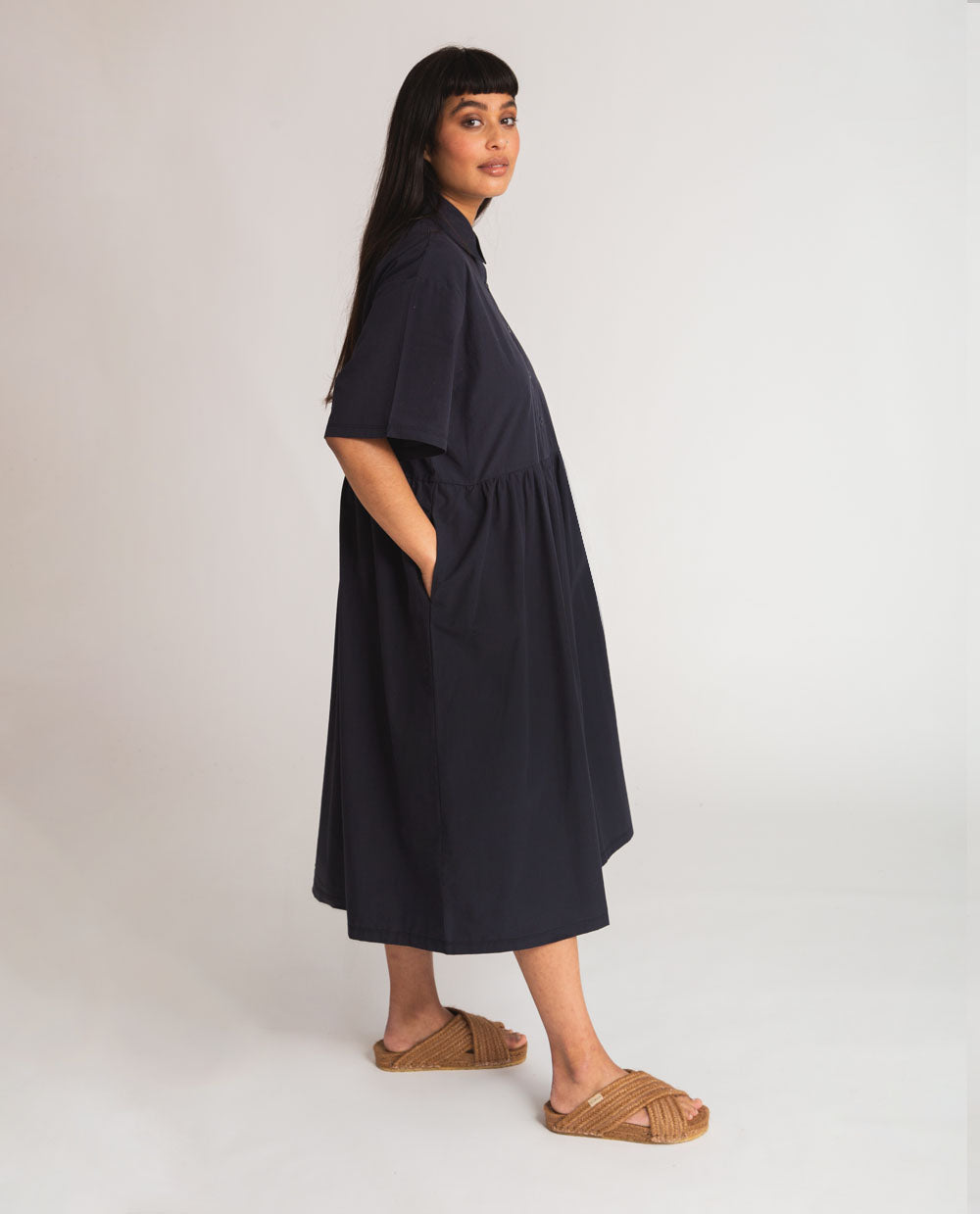 Patsy Organic Cotton Dress In Navy