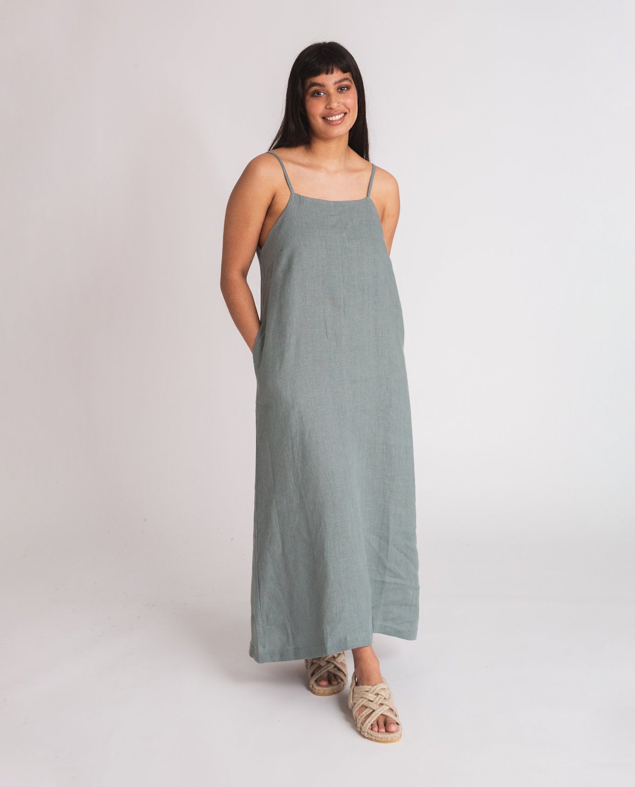 Athea Linen Dress In Ocean