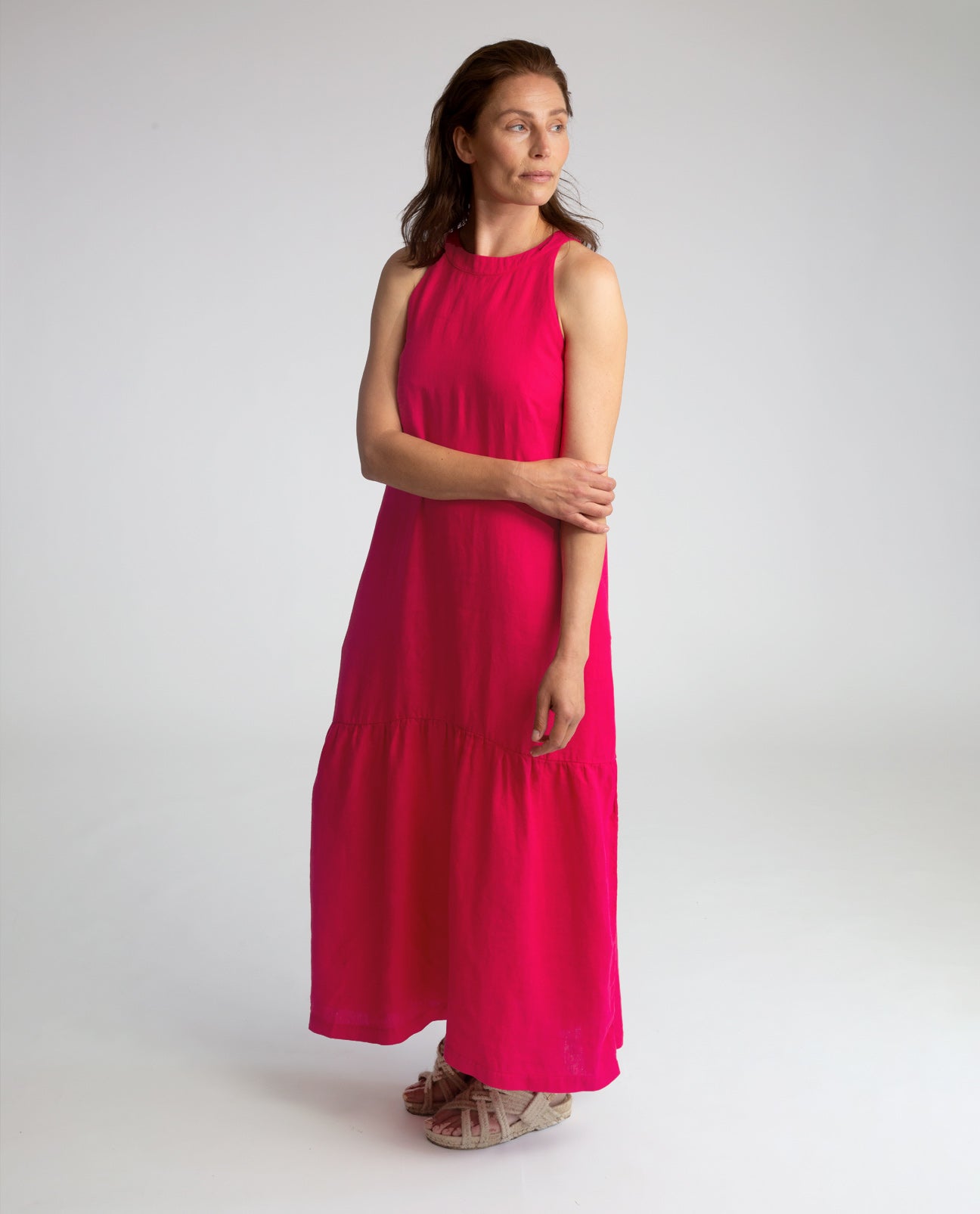 Priya Linen Dress In Orchid