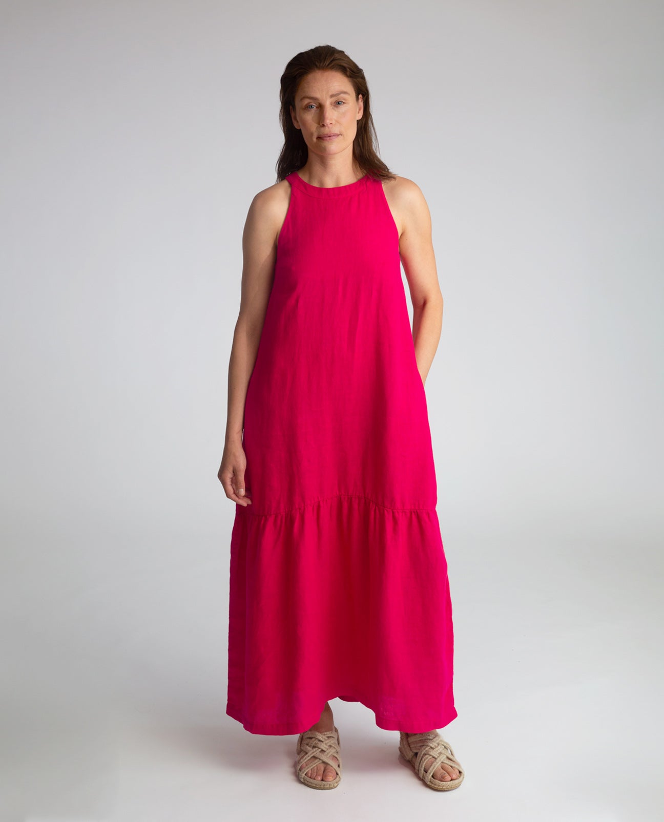 Priya Linen Dress In Orchid