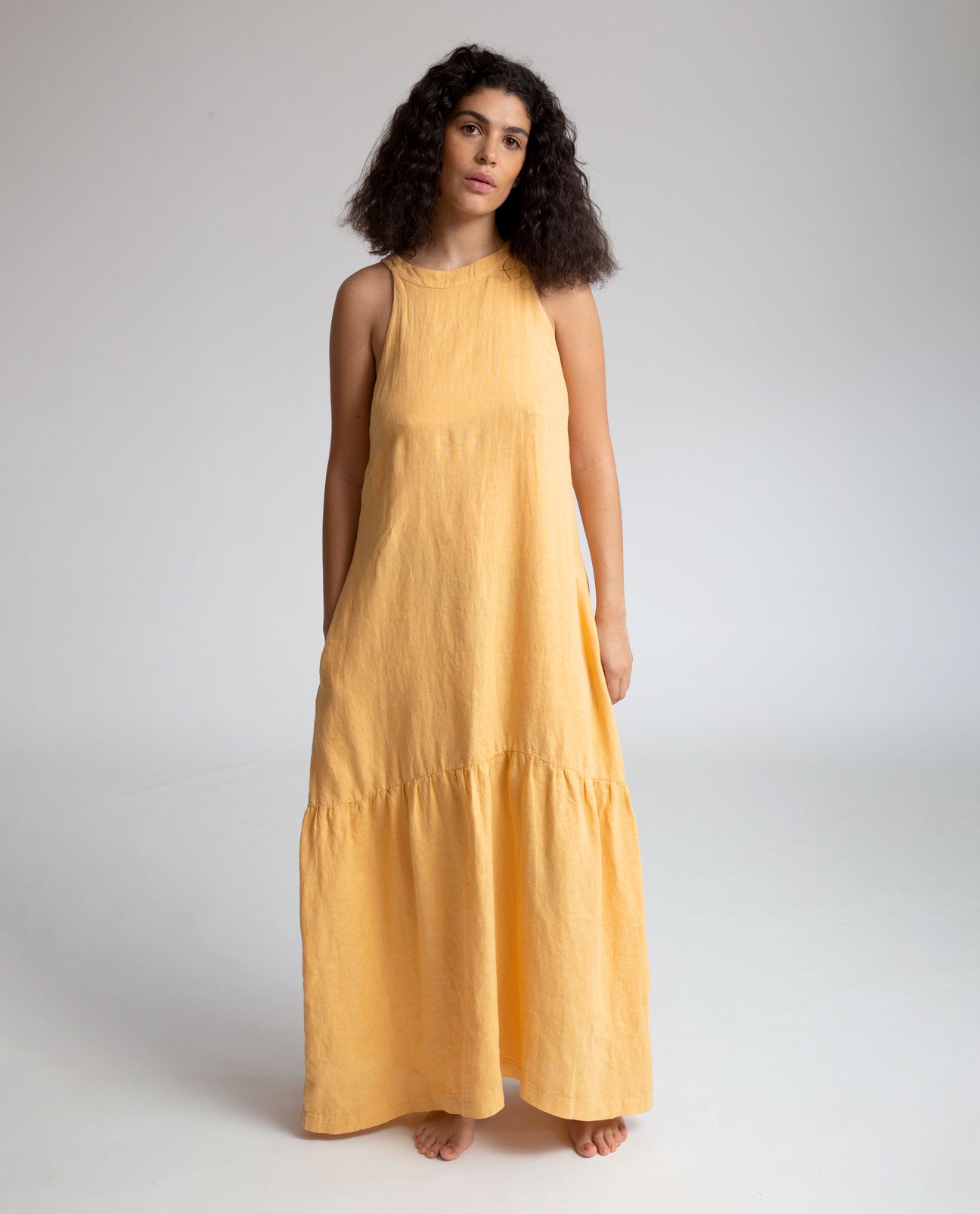 Priya Linen Dress In Sunflower