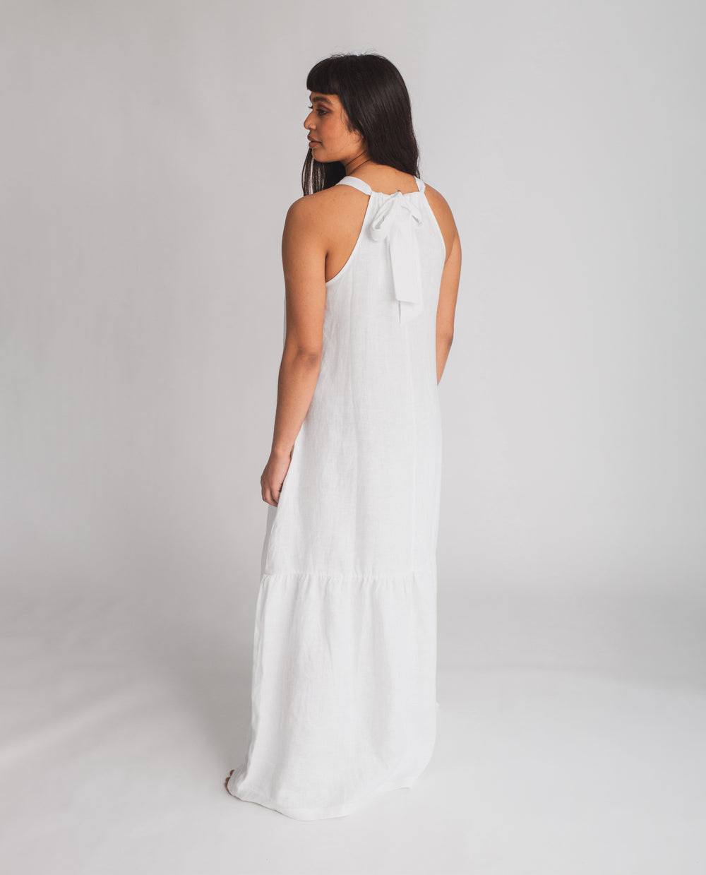 Priya Linen Dress In Off White