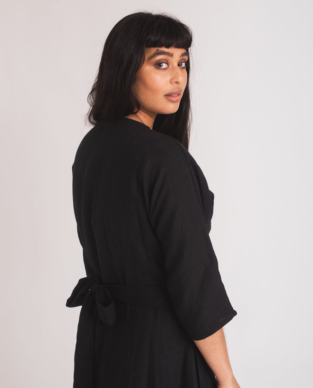 Rachael Linen Dress In Black