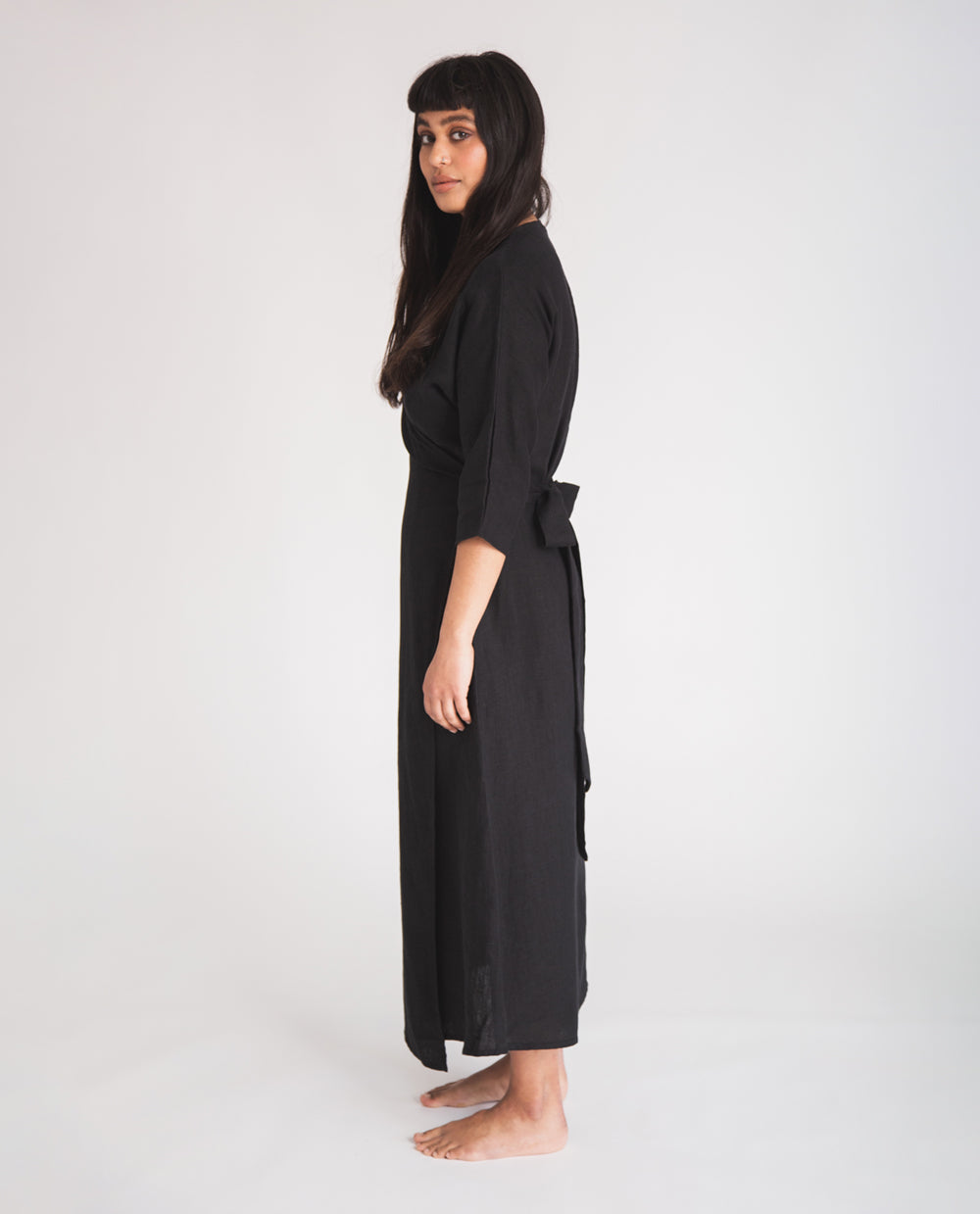 Rachael Linen Dress In Black