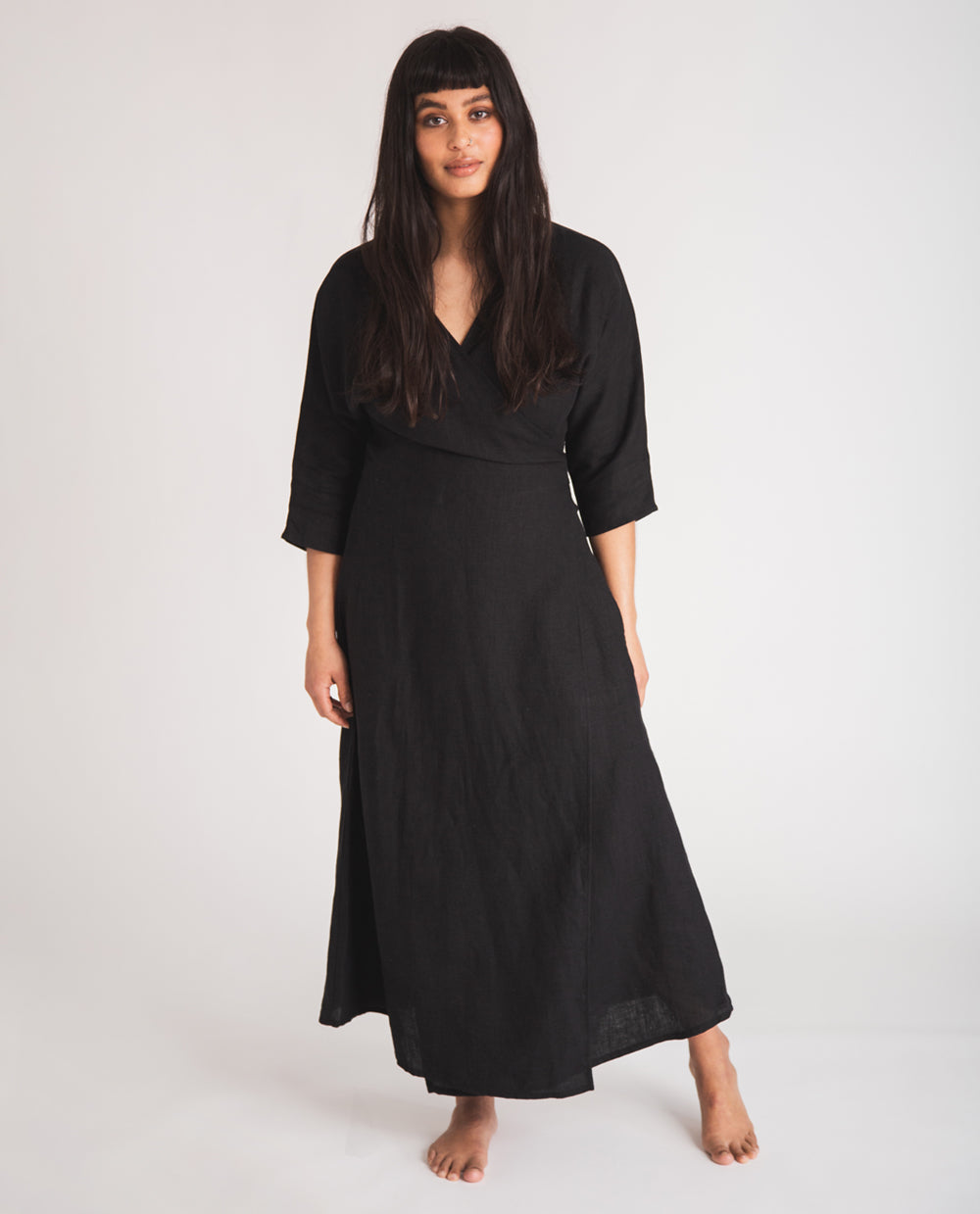 Rachael Linen Dress In Black
