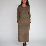Raina-Sue Organic Cotton Dress In Army & Tan