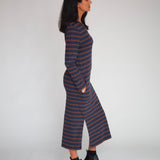 Raina-Sue Organic Cotton Dress In Navy & Chocolate