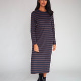 Raina-Sue Organic Cotton Dress In Navy & Chocolate