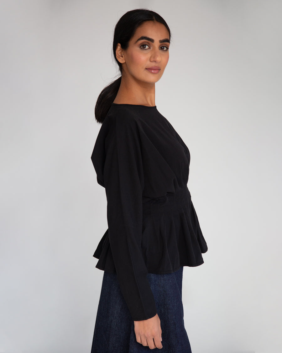 Raquel Organic Cotton & Tencel Top In Black