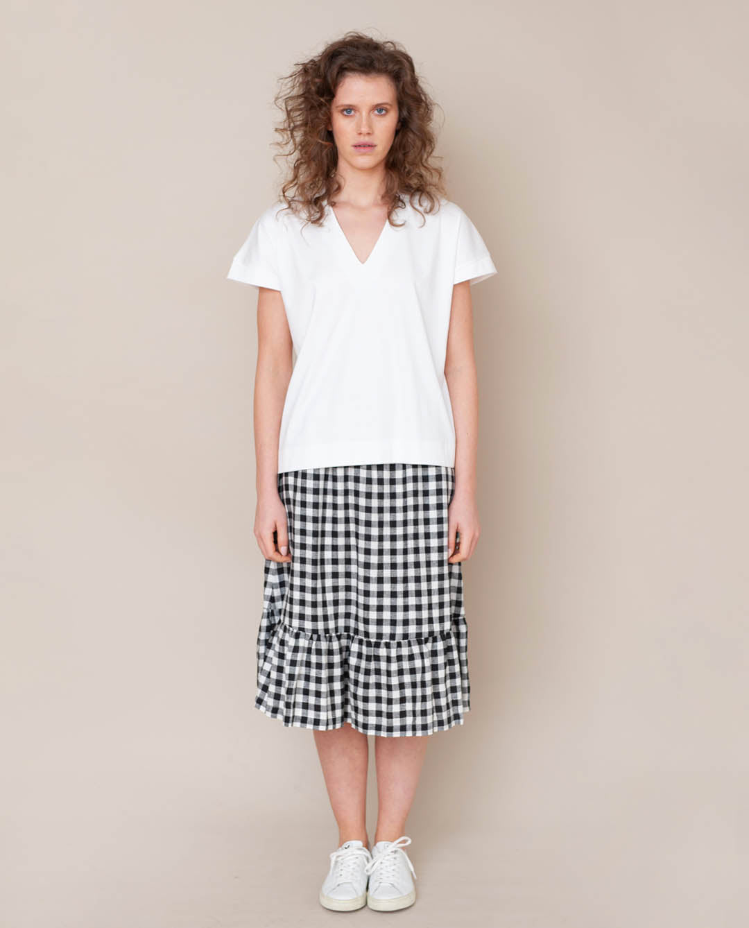 Rose-Gee Linen Skirt In Gingham