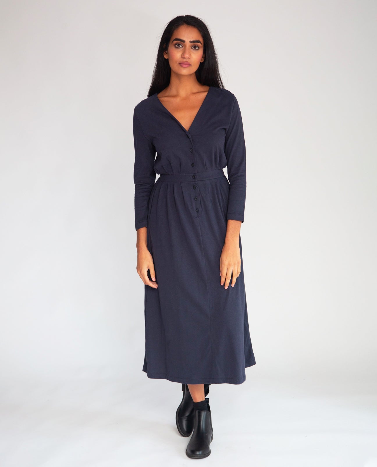 Ruth Organic Cotton Dress In Navy