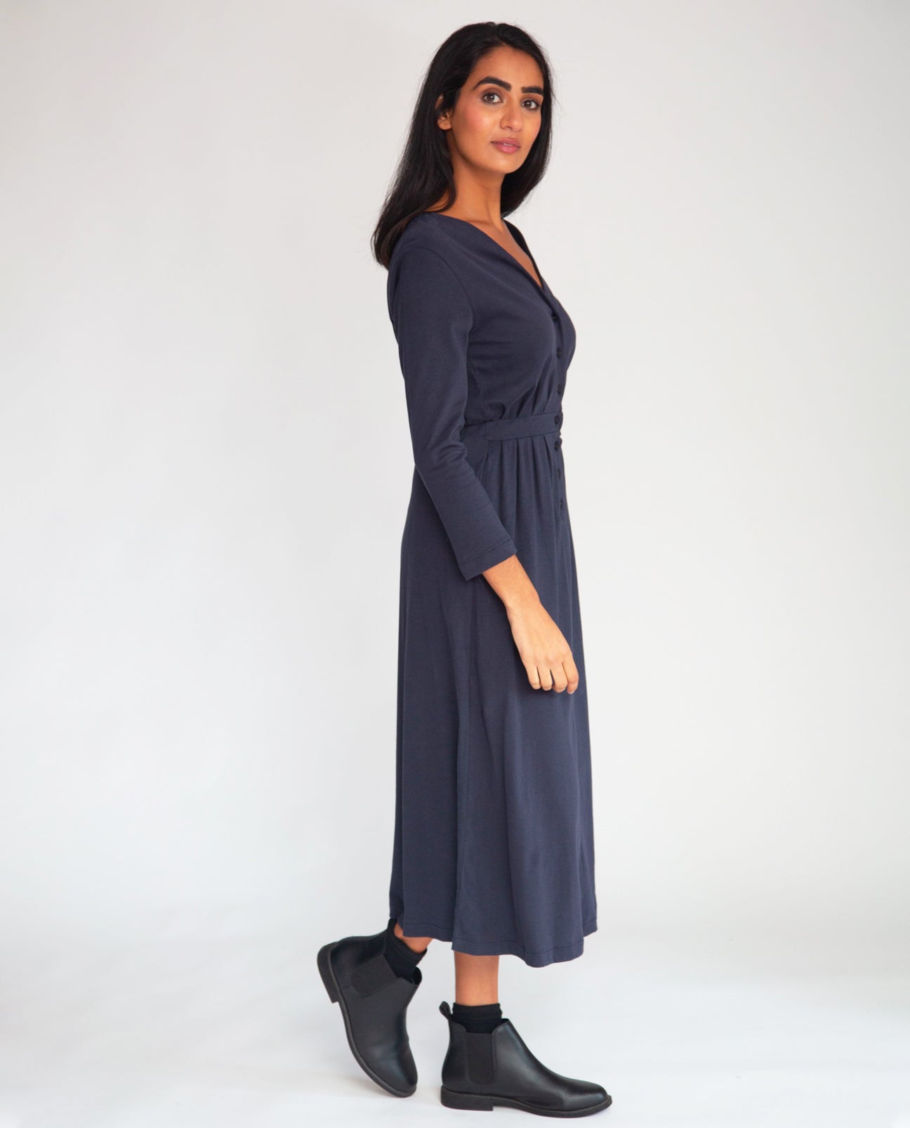 Ruth Organic Cotton Dress In Navy