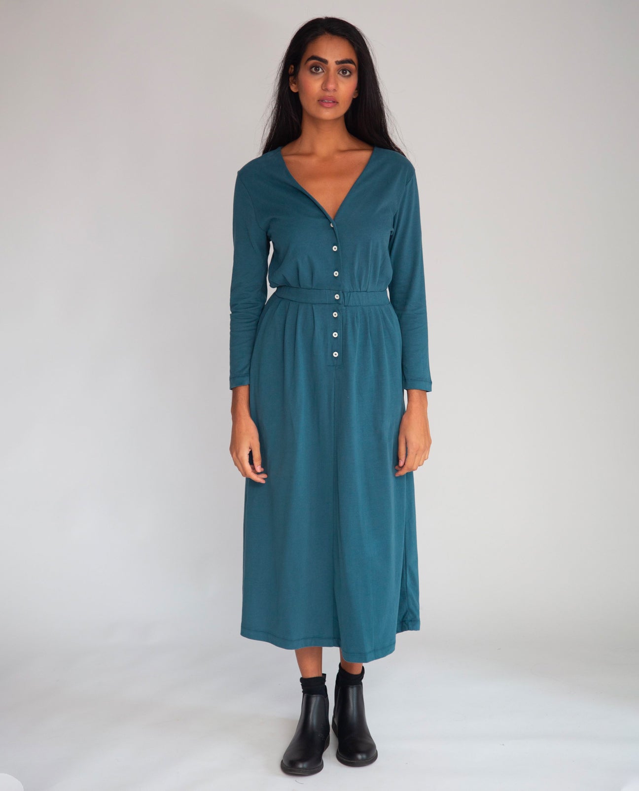 Ruth Organic Cotton Dress In Teal