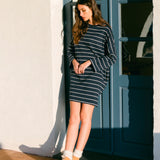 Sarasi-Sue Organic Cotton Dress In Navy & Beige