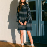 Sarasi-Sue Organic Cotton Dress In Navy & Beige