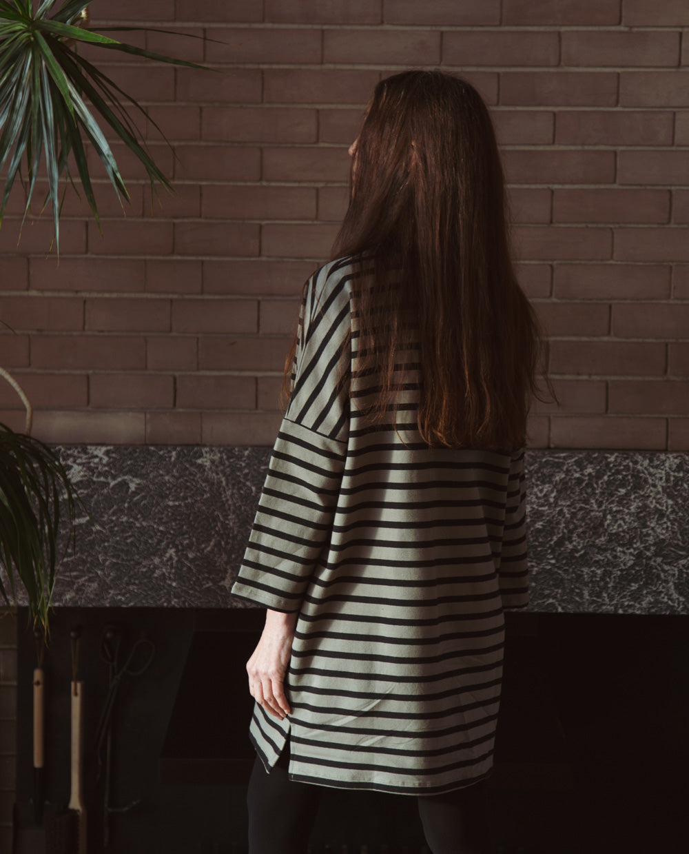 Sarasi-Sue Organic Cotton Dress In Olive & Black