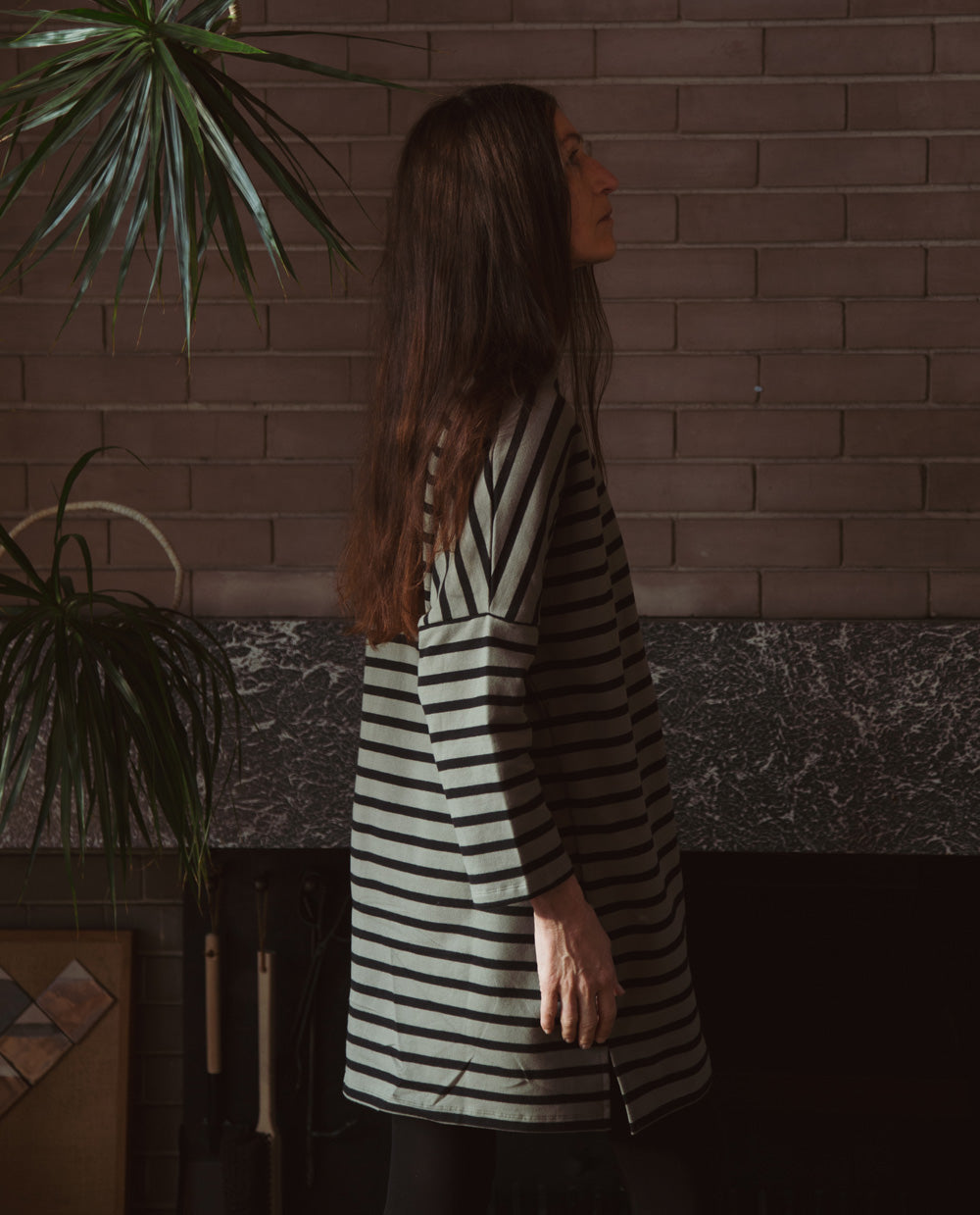 Sarasi-Sue Organic Cotton Dress In Olive & Black