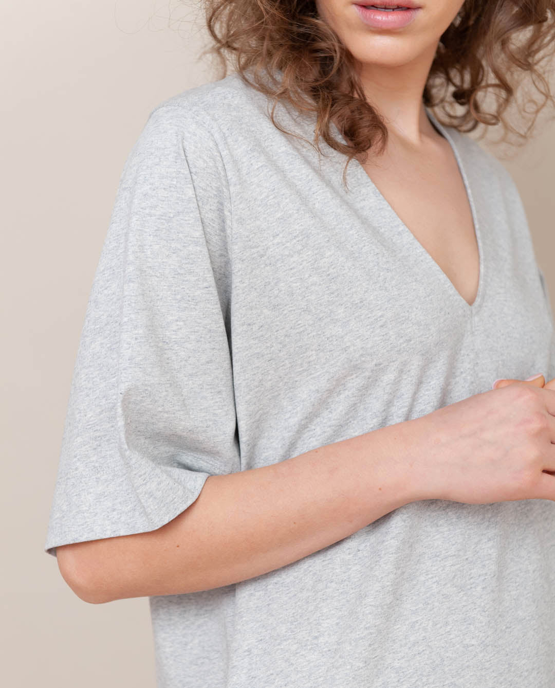 Sasha Organic Cotton Dress In Light Grey Marl