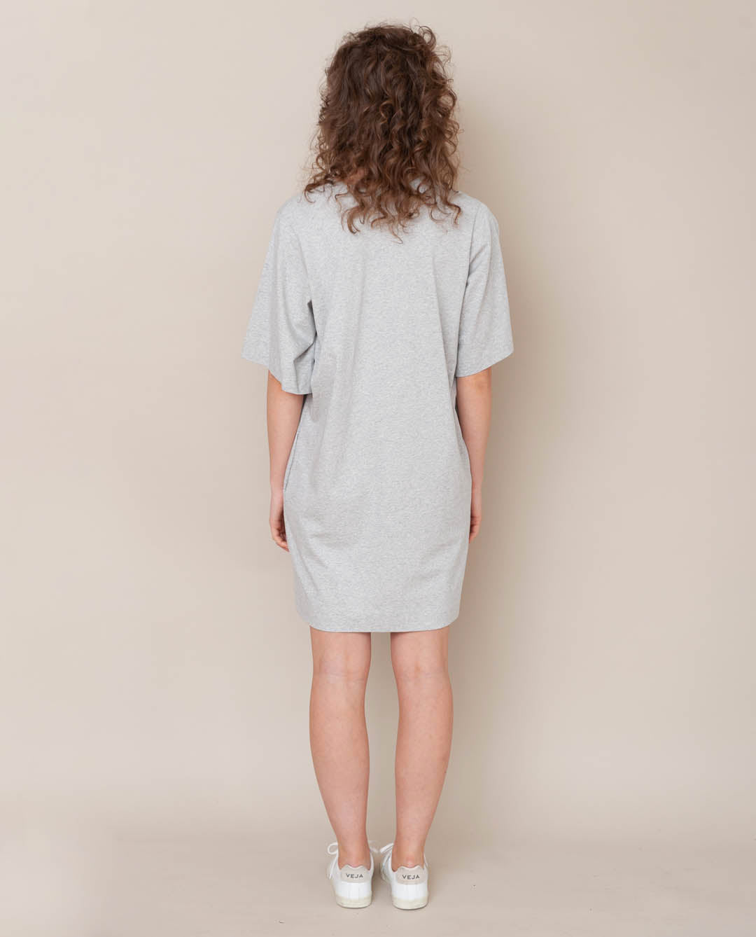 Sasha Organic Cotton Dress In Light Grey Marl