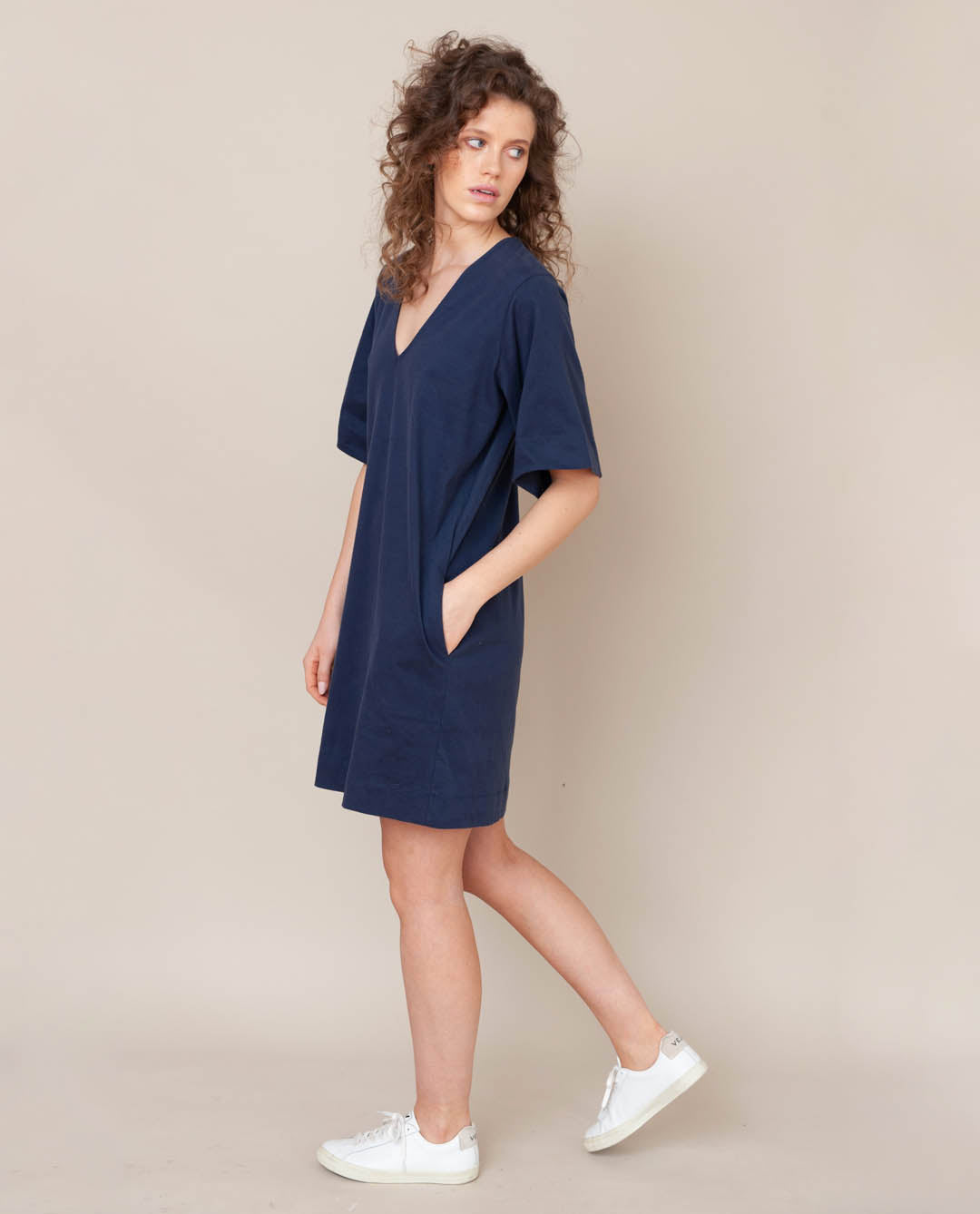 Sasha Organic Cotton Dress In Midnight
