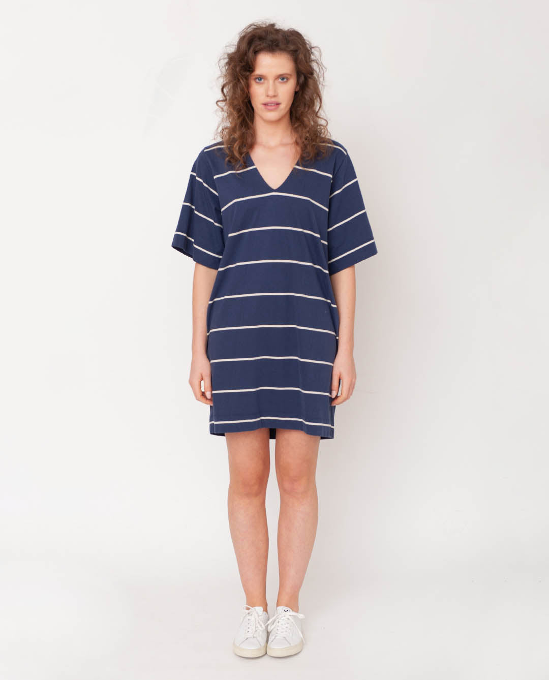 Sasha-Sue Organic Cotton Dress In Midnight & Natural