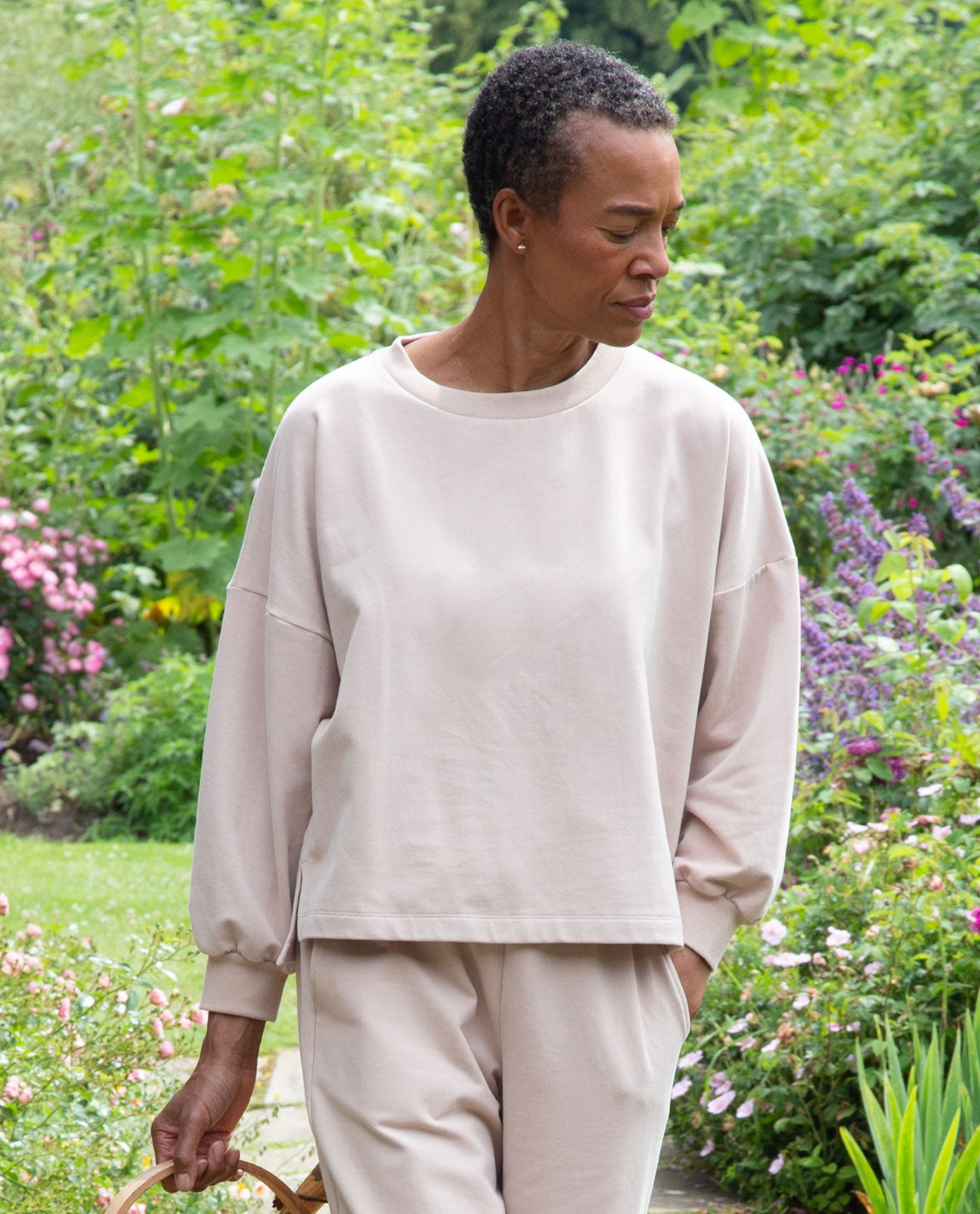 Serenity Organic Cotton Sweatshirt In Crepe