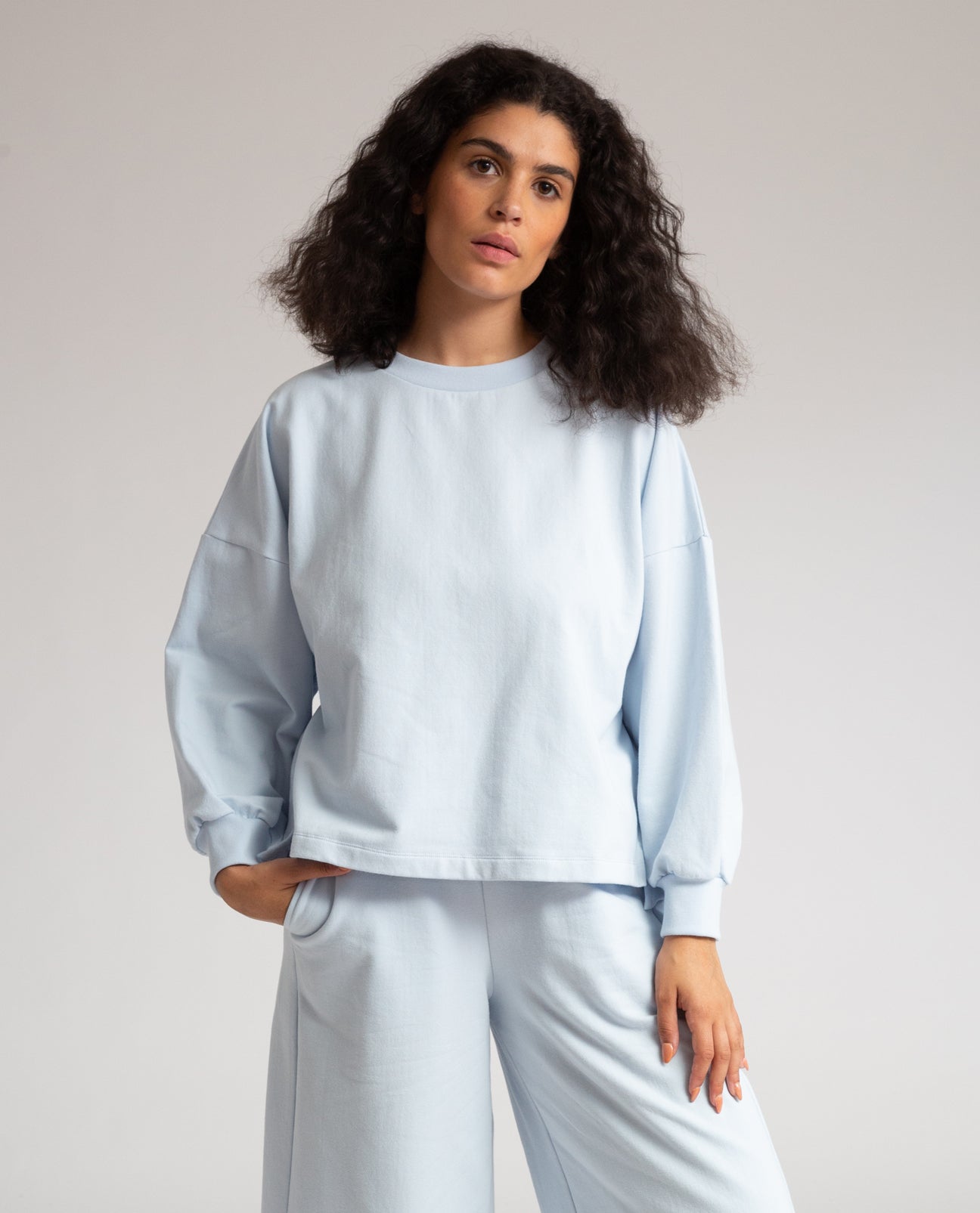 Serenity Organic Cotton Sweatshirt In Pale Blue