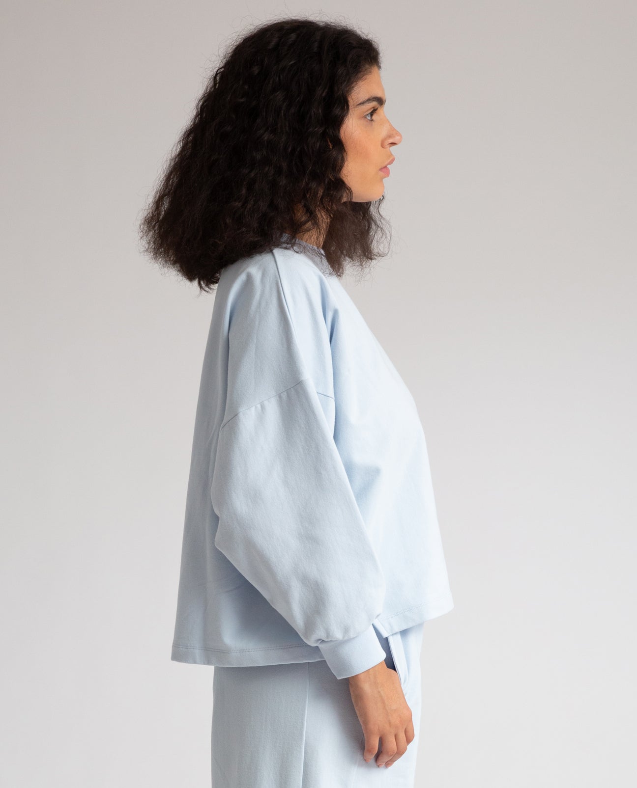 Serenity Organic Cotton Sweatshirt In Pale Blue