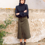 Shelby Organic Cotton Denim Skirt In Army