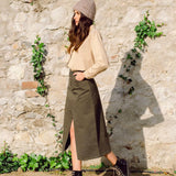 Shelby Organic Cotton Denim Skirt In Army