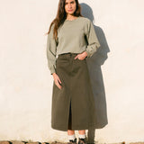 Shelby Organic Cotton Denim Skirt In Army