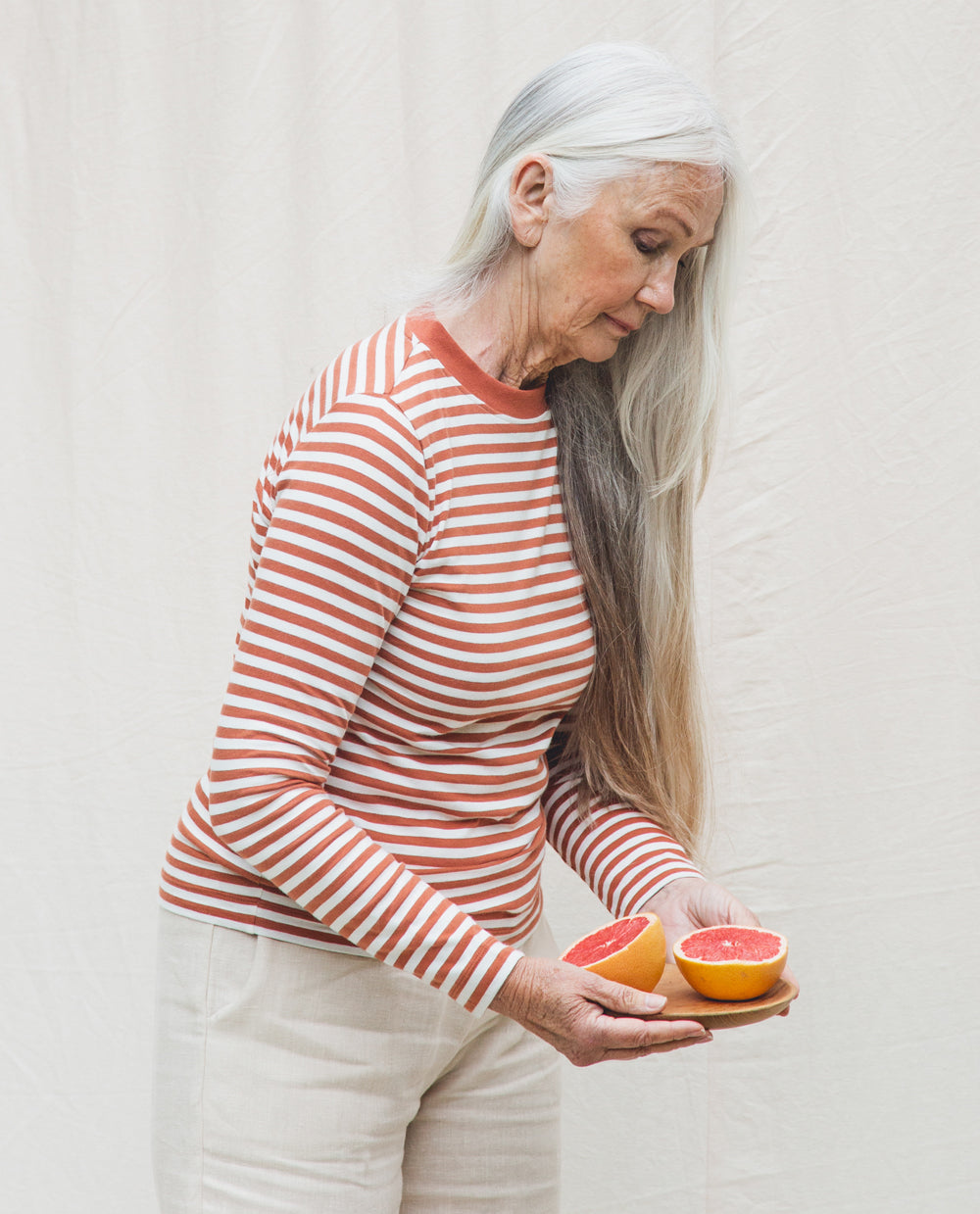 Shoba Organic Cotton Top In Off White & Clay