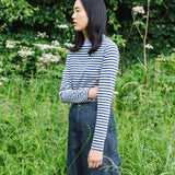 Shoba Organic Cotton Top In Off White, Midnight & Sky