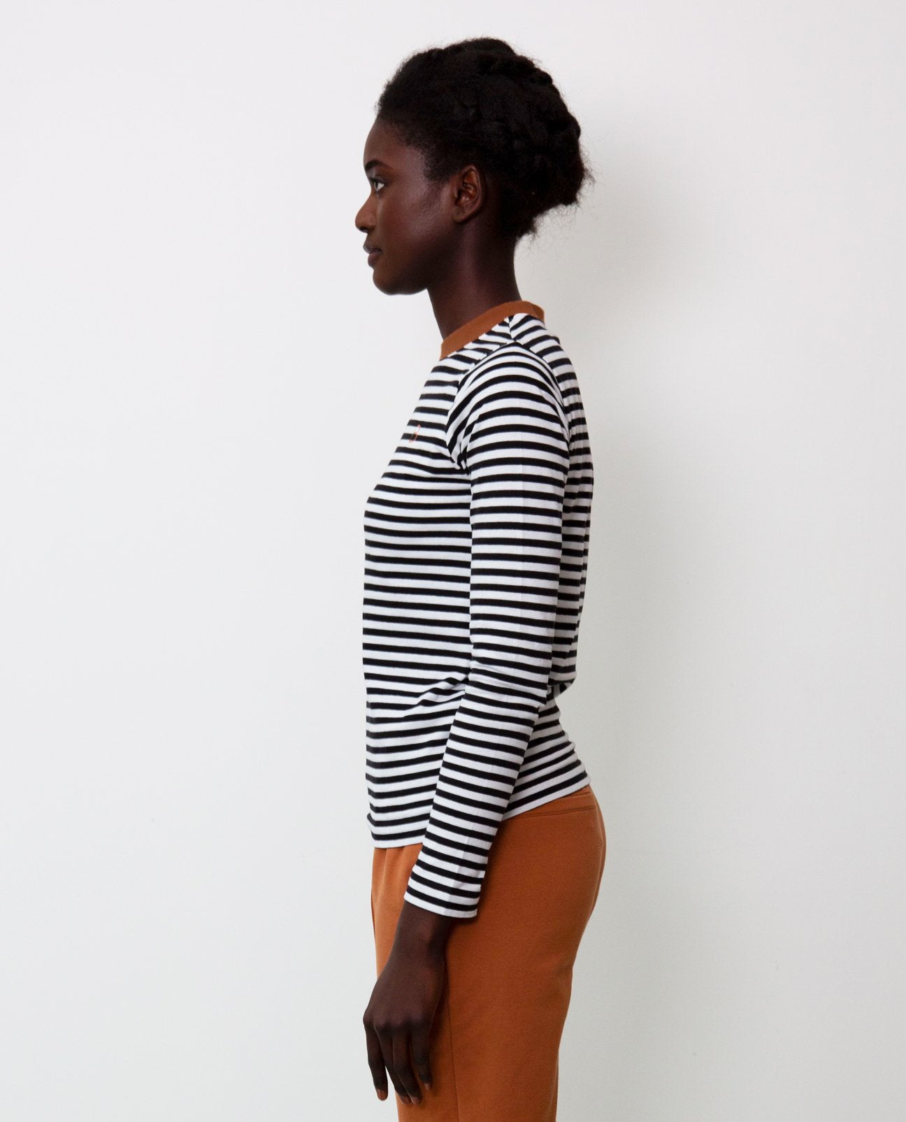 Shoba Organic Cotton Top In Black & Tan