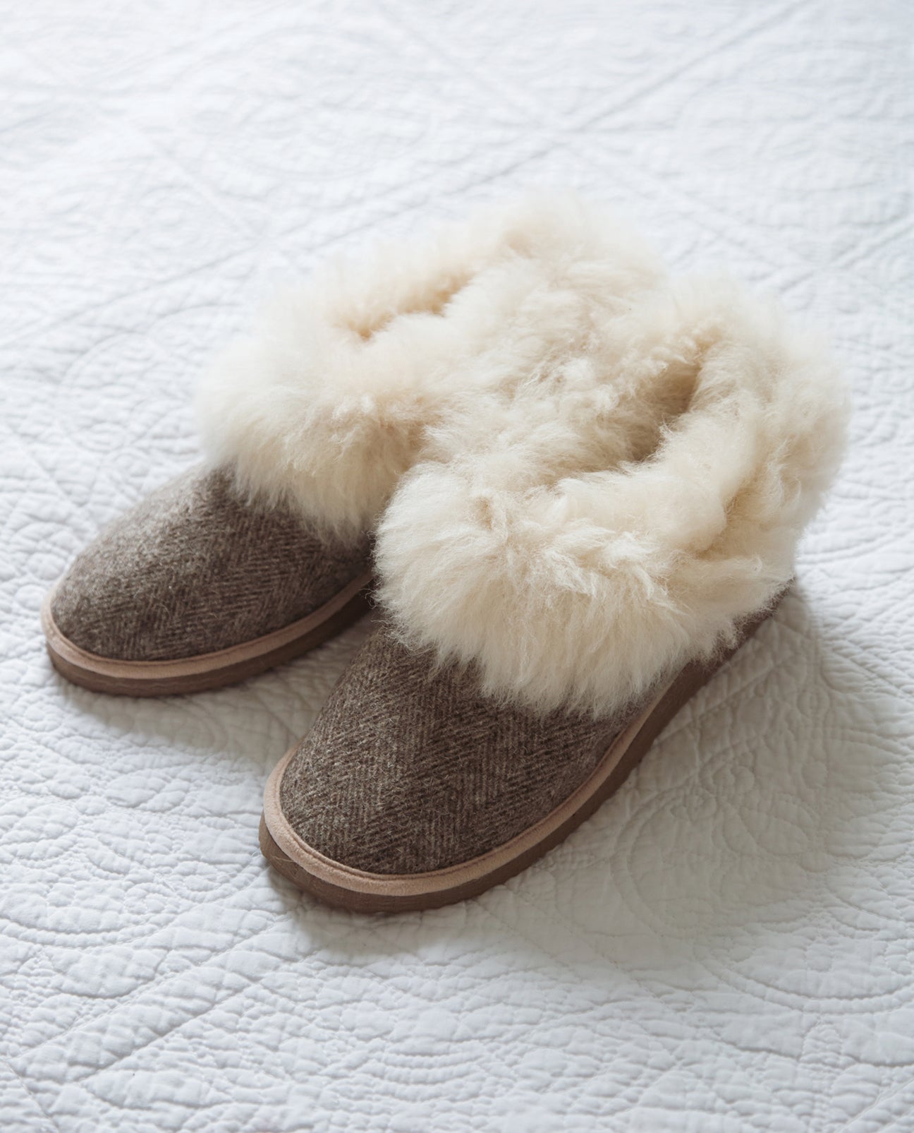 Pantufas Sheepskin Herringbone Slippers