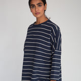Soma-Sue Organic Cotton Top In Navy & Beige