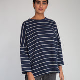 Soma-Sue Organic Cotton Top In Navy & Beige