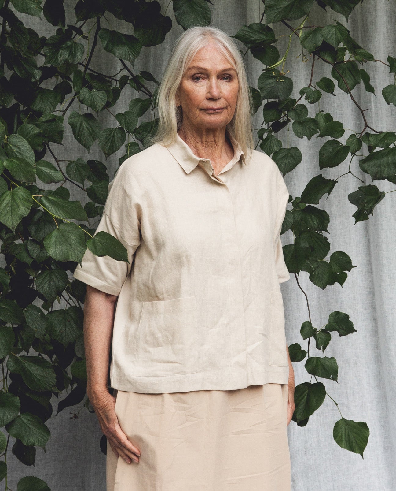 Naomi-May Organic Cotton & Linen Shirt In Cream