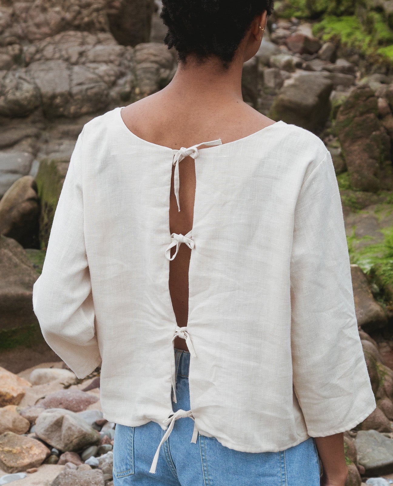 Fabia Linen Top In Cream