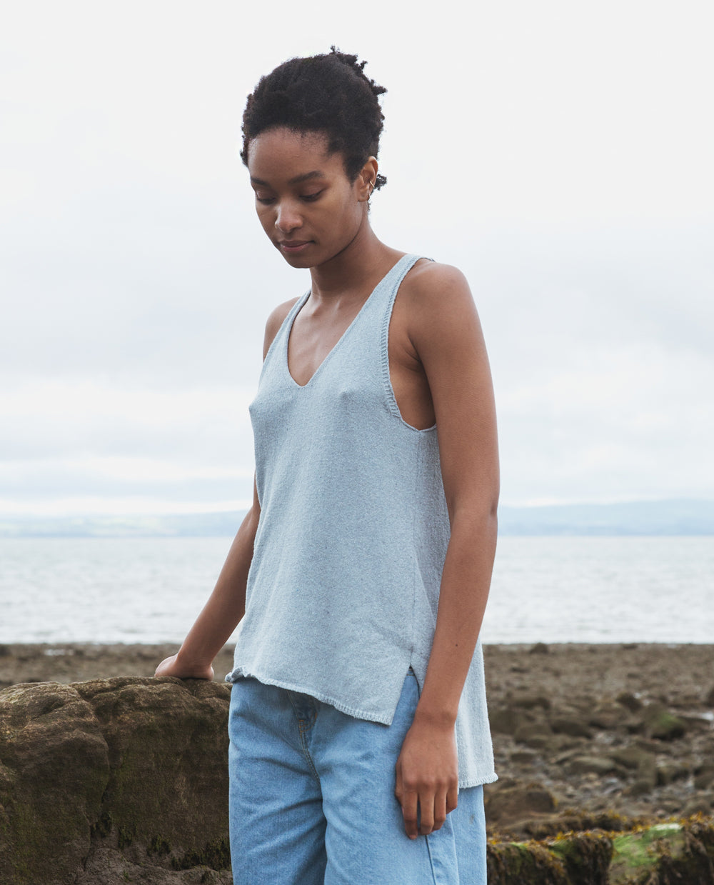 Stella Recycled Cotton Top In Pale Blue