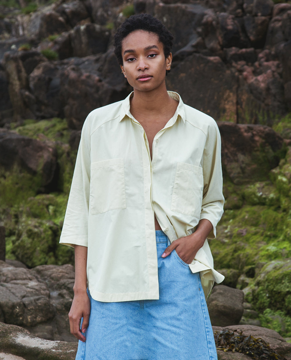 Stephanie Organic Cotton Shirt In Soft Green