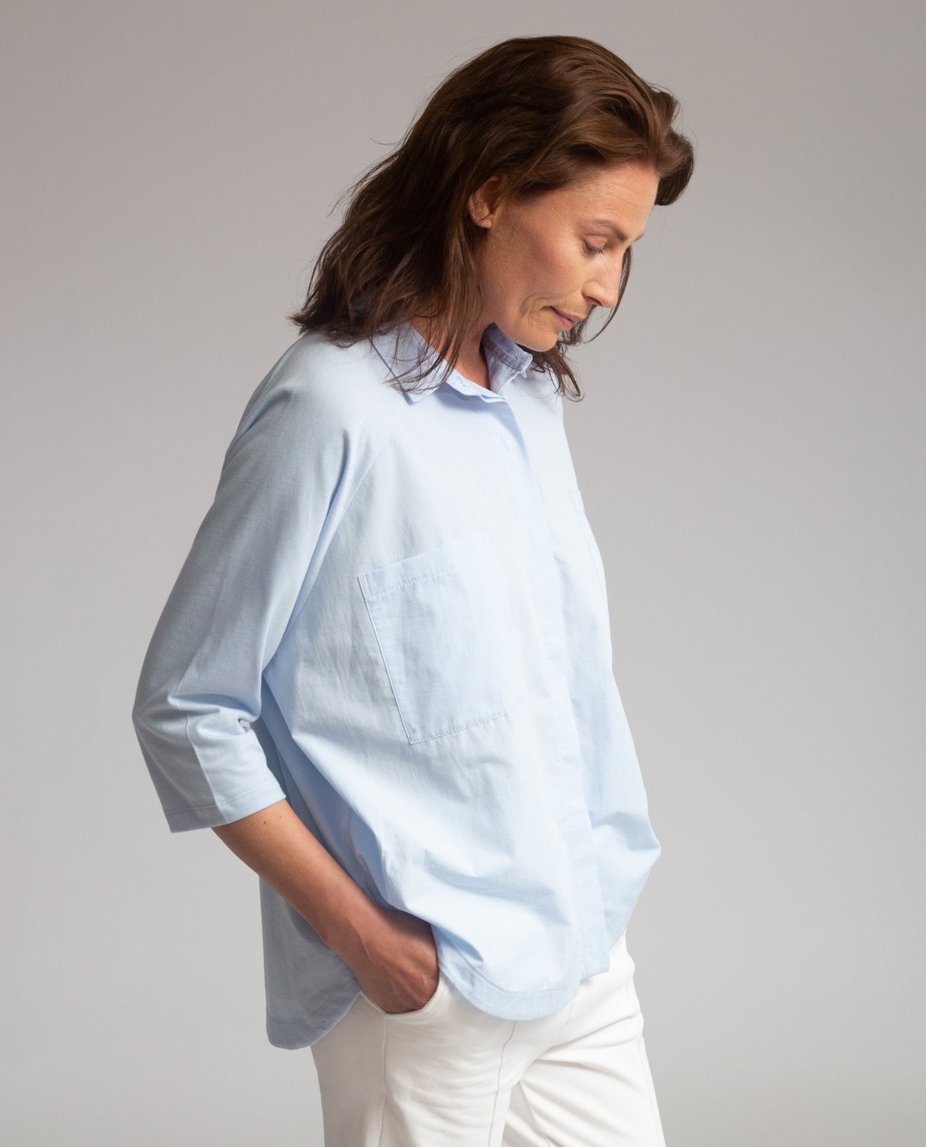 Stephanie Organic Cotton Shirt In Pale Blue