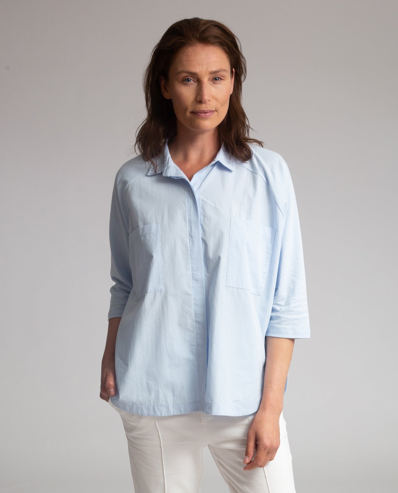 Stephanie Organic Cotton Shirt In Pale Blue