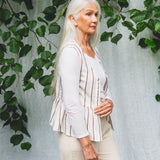 Tamsin-Sue Linen Blouse In Cream & Plum