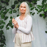 Tamsin-Sue Linen Blouse In Cream & Plum