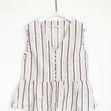 Tamsin-Sue Linen Blouse In Cream & Plum