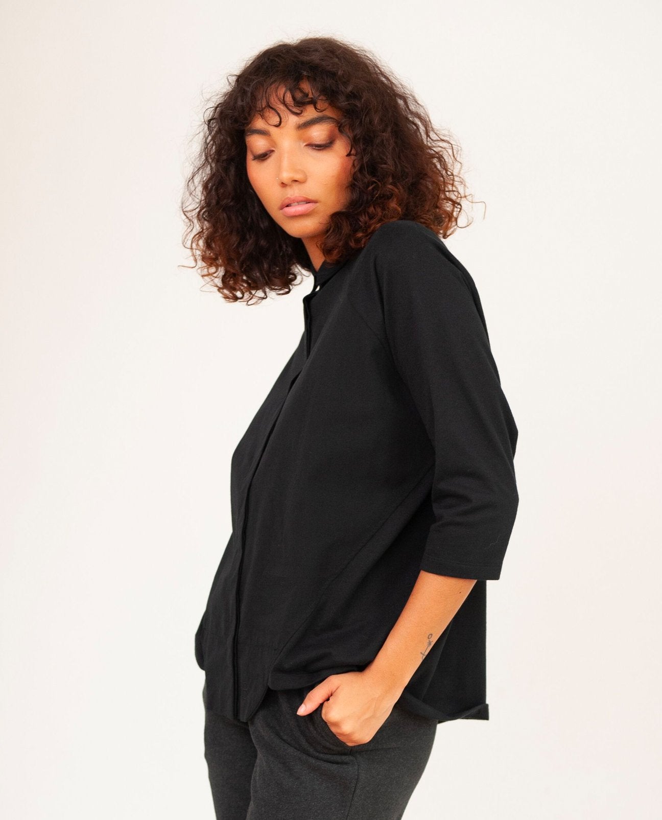 Terry Organic Cotton Shirt In Black