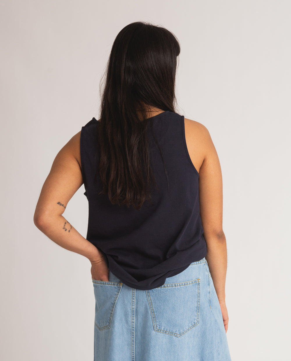 Thea Organic Cotton Top In Navy