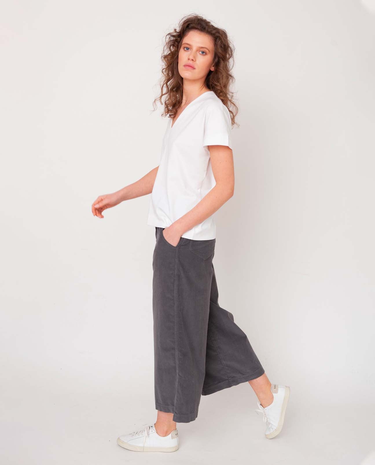 Tracey Organic Cotton Trouser In Slate