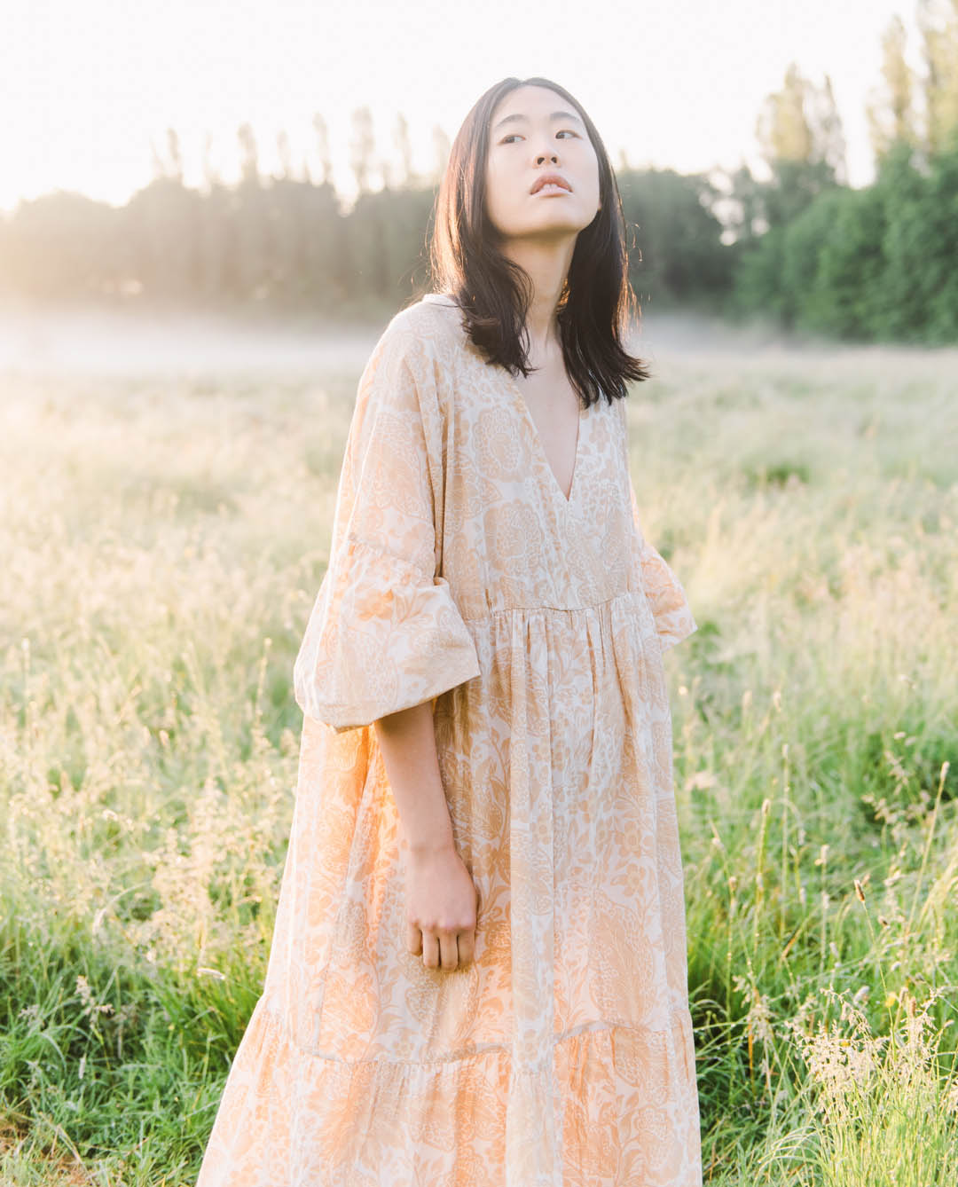 Tulsi Organic Cotton Dress In Cream Print